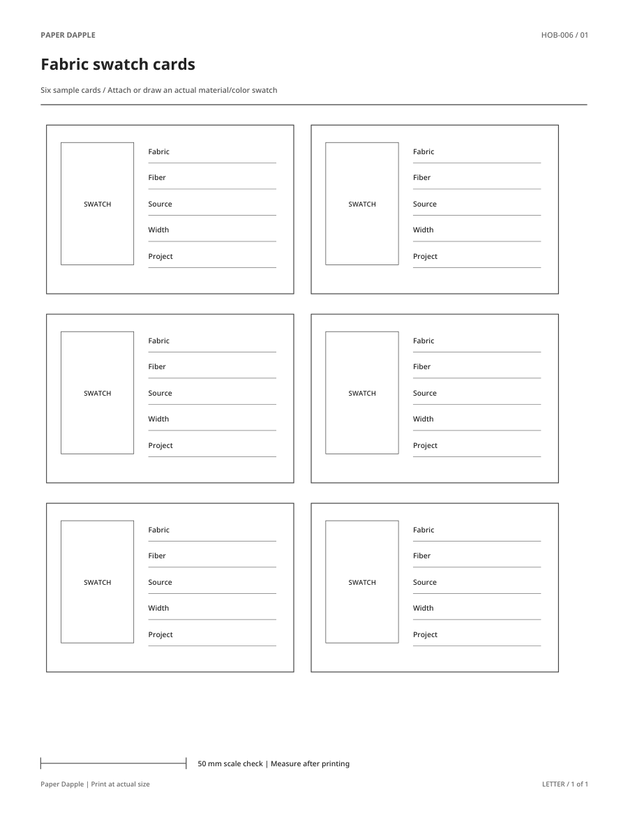 Preview of Fabric swatch cards