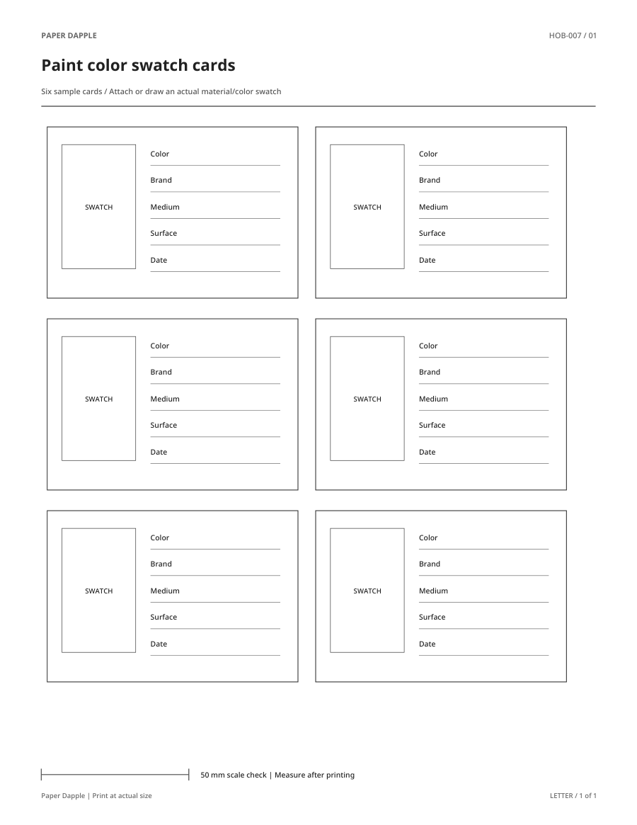 Preview of Paint color swatch cards