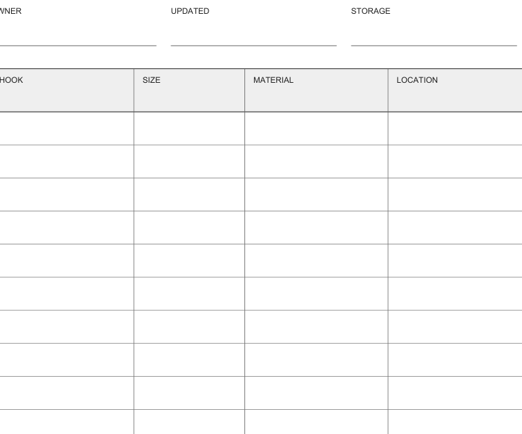 Preview of Crochet hook inventory