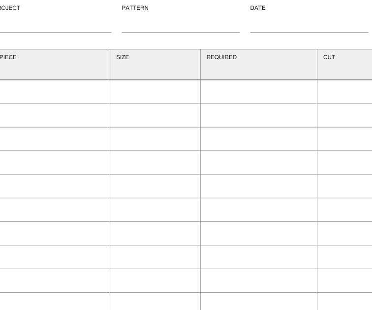 Preview of Quilt cutting checklist