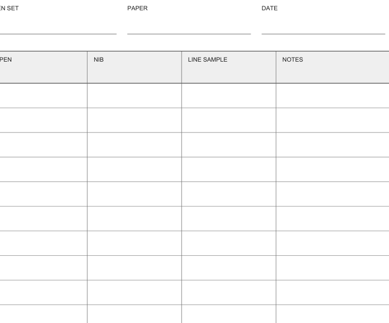 Preview of Ink pen line sample record