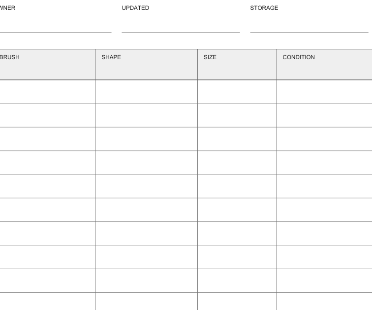 Preview of Brush collection inventory