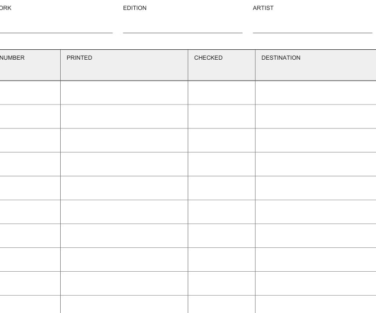 Preview of Print edition tracking sheet