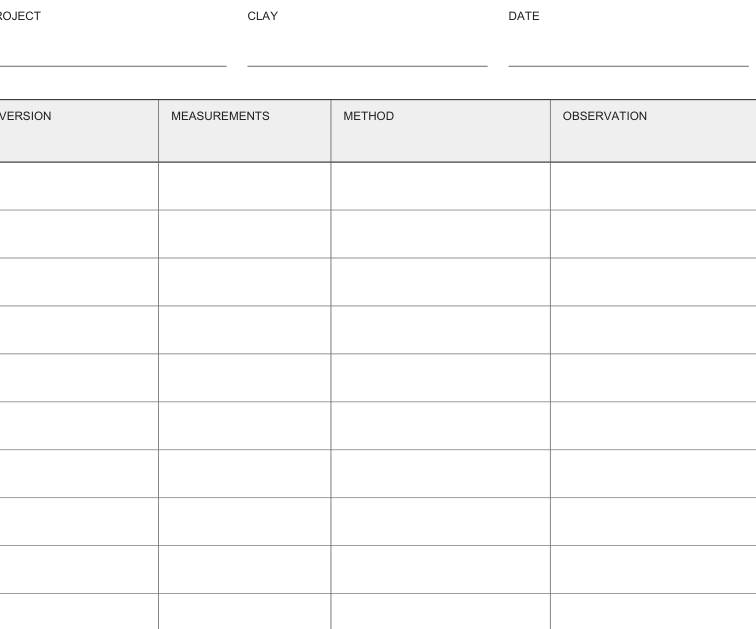 Preview of Pottery form development sheet