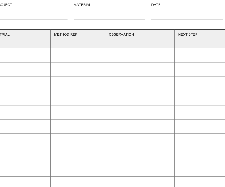 Preview of Sculpture material trial record