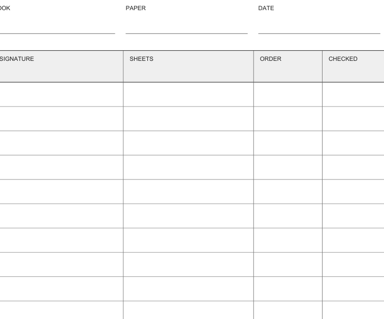 Preview of Bookbinding signature plan