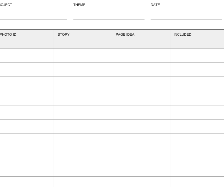 Preview of Scrapbook photo selection sheet