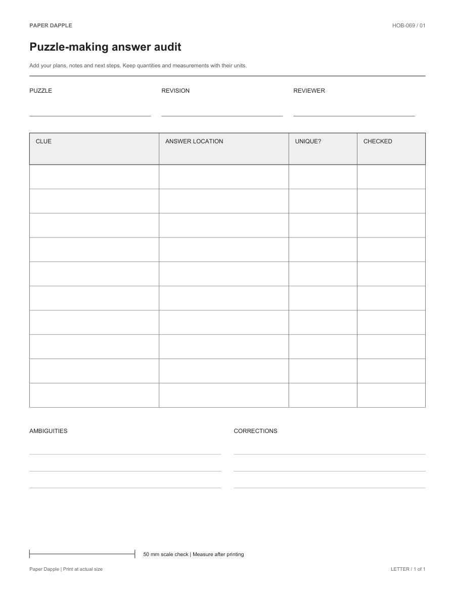 Preview of Puzzle-making answer audit