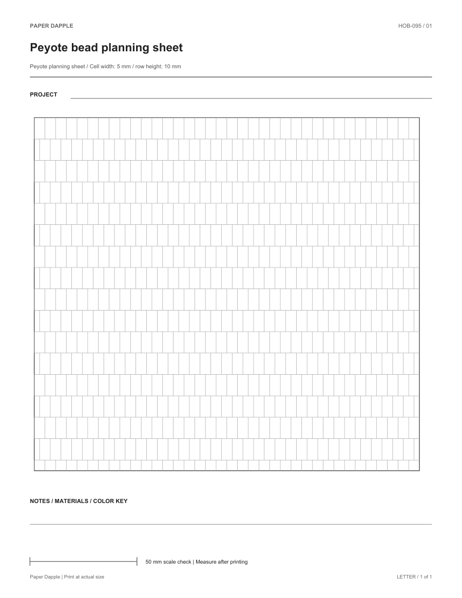 Preview of Peyote bead planning sheet
