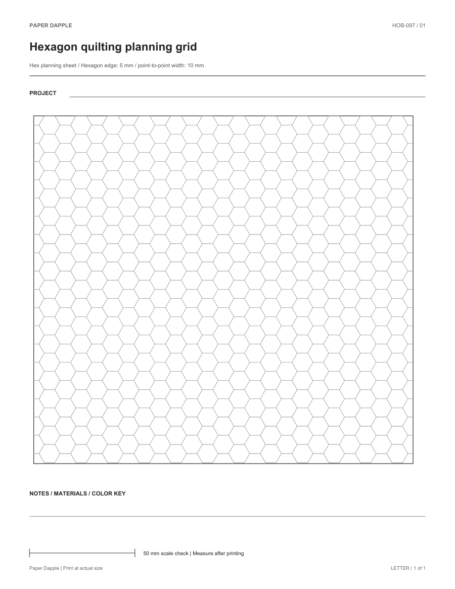 Preview of Hexagon quilting planning grid