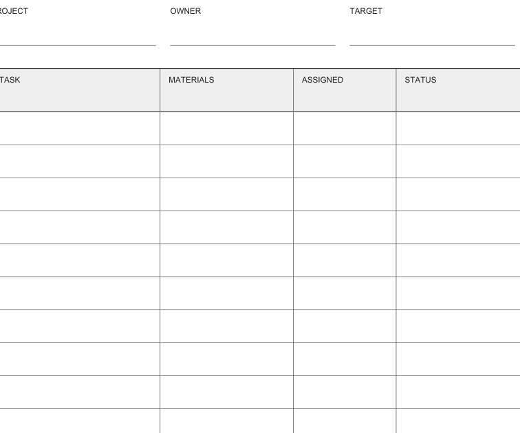 Preview of Household project planner