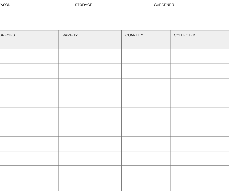 Preview of Seed collection inventory