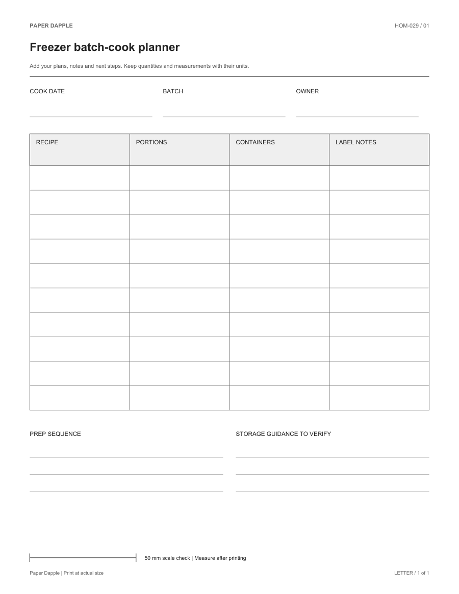 Preview of Freezer batch-cook planner