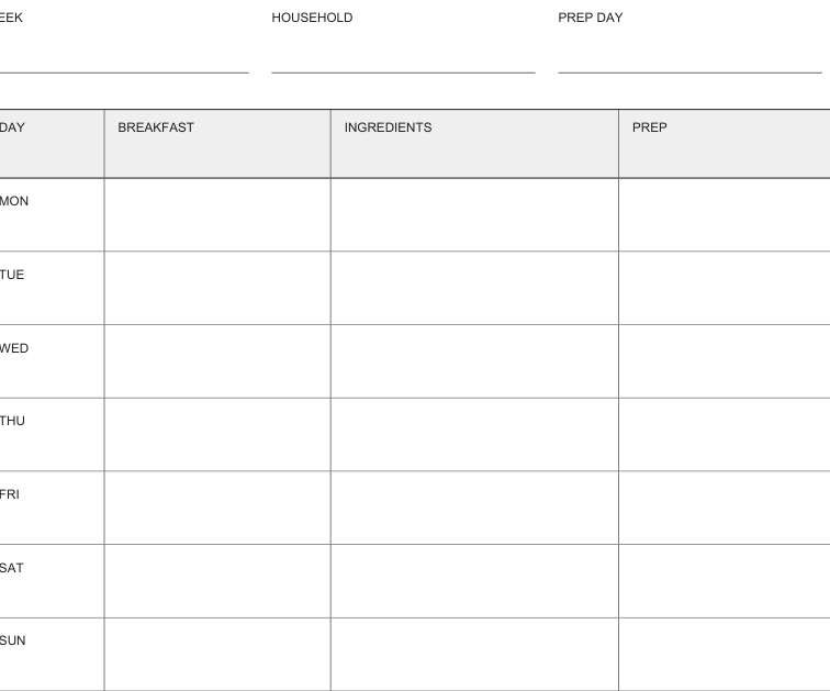 Preview of Breakfast rotation planner