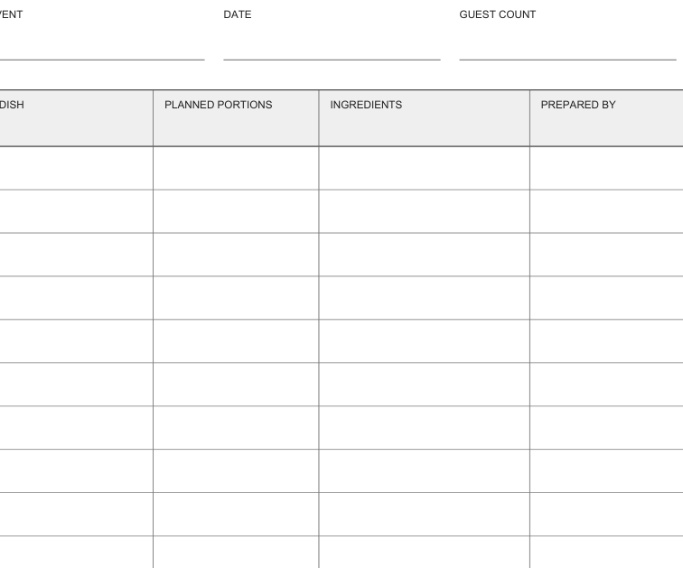 Preview of Party food quantity worksheet