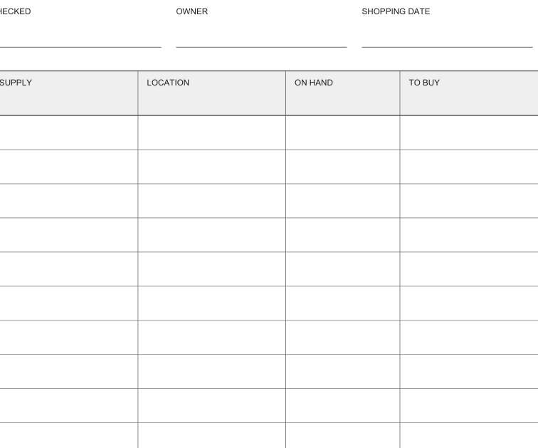 Preview of Home supply restock tracker