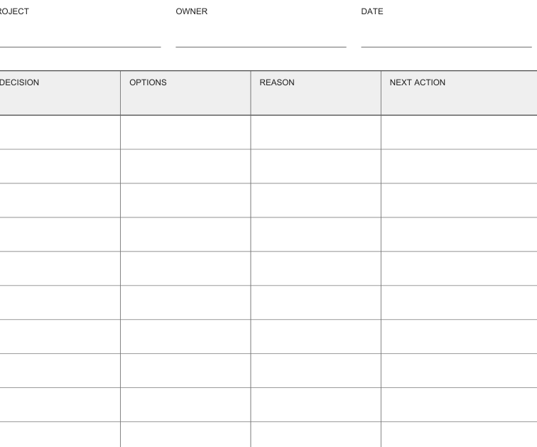Preview of Home improvement decision log