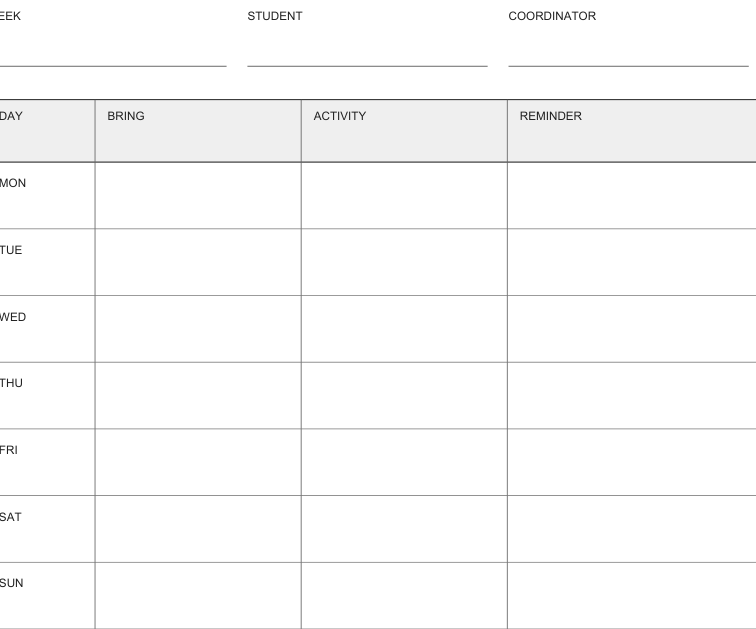 Preview of School week preparation planner