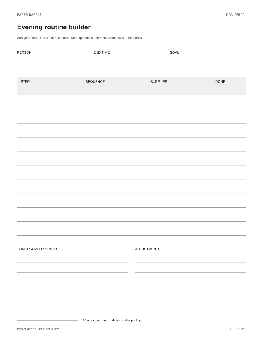 Preview of Evening routine builder