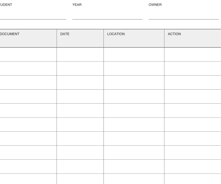 Preview of School paperwork index