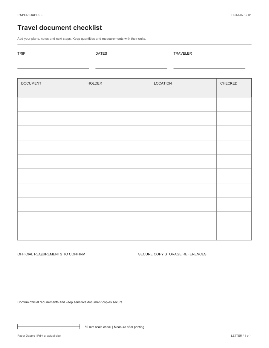 Preview of Travel document checklist