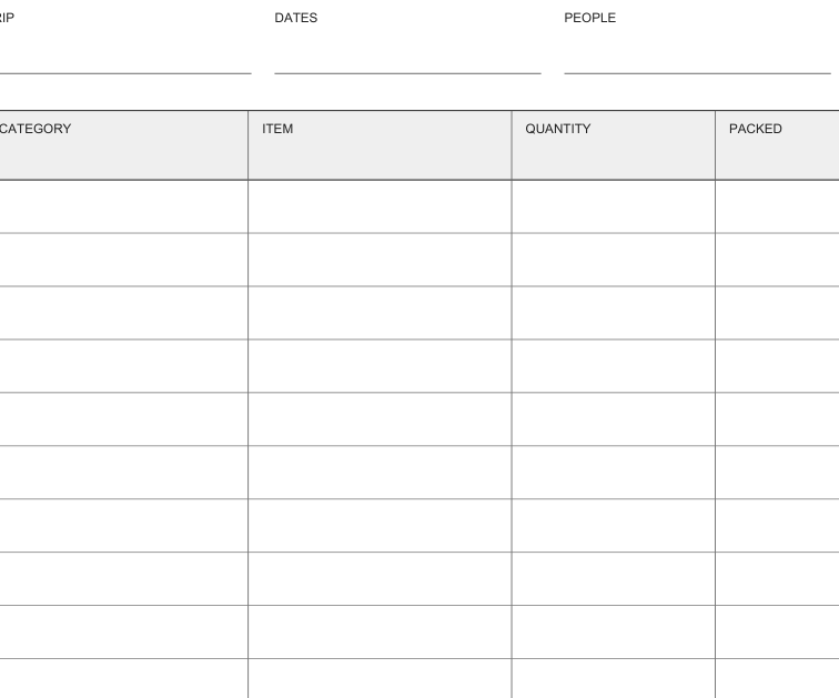 Preview of Camping packing organizer