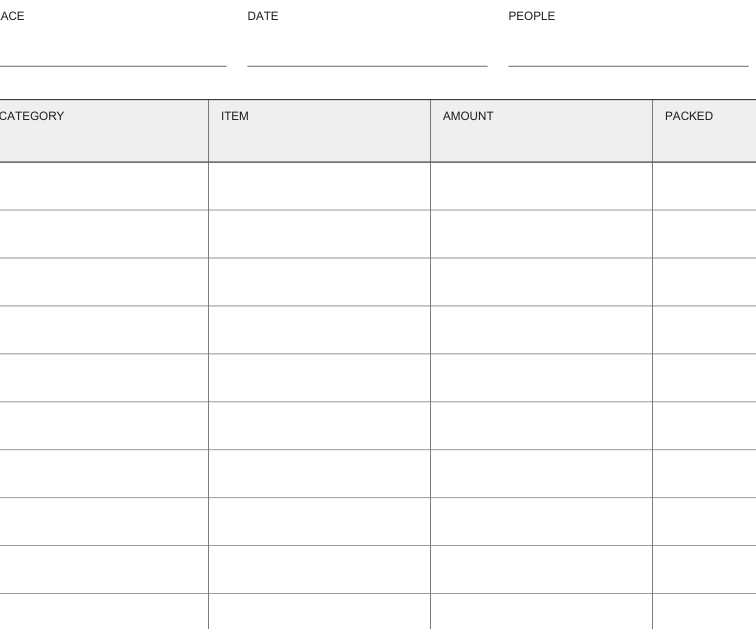 Preview of Picnic packing checklist