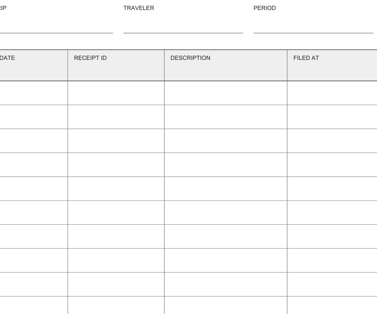 Preview of Travel expense receipt index
