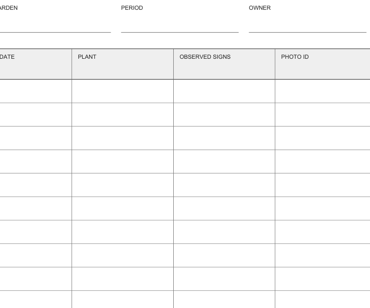 Preview of Garden pest observation record
