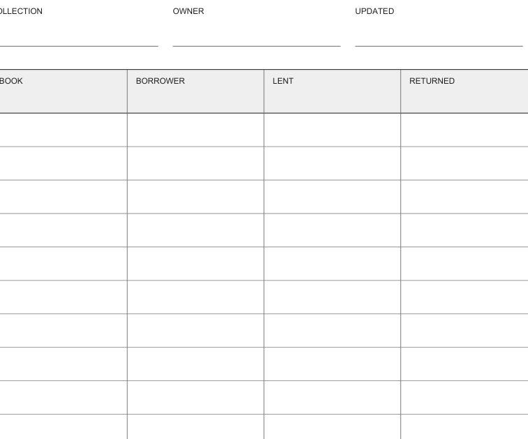 Preview of Book lending record