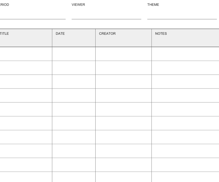 Preview of Film watch journal
