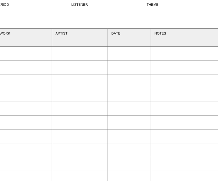 Preview of Music listening journal
