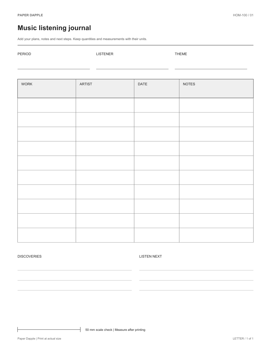 Preview of Music listening journal