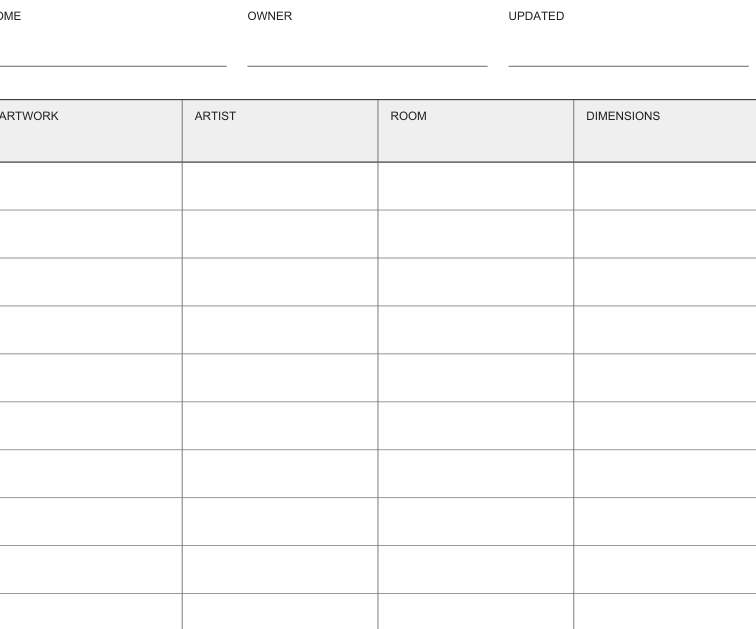 Preview of Home art display inventory