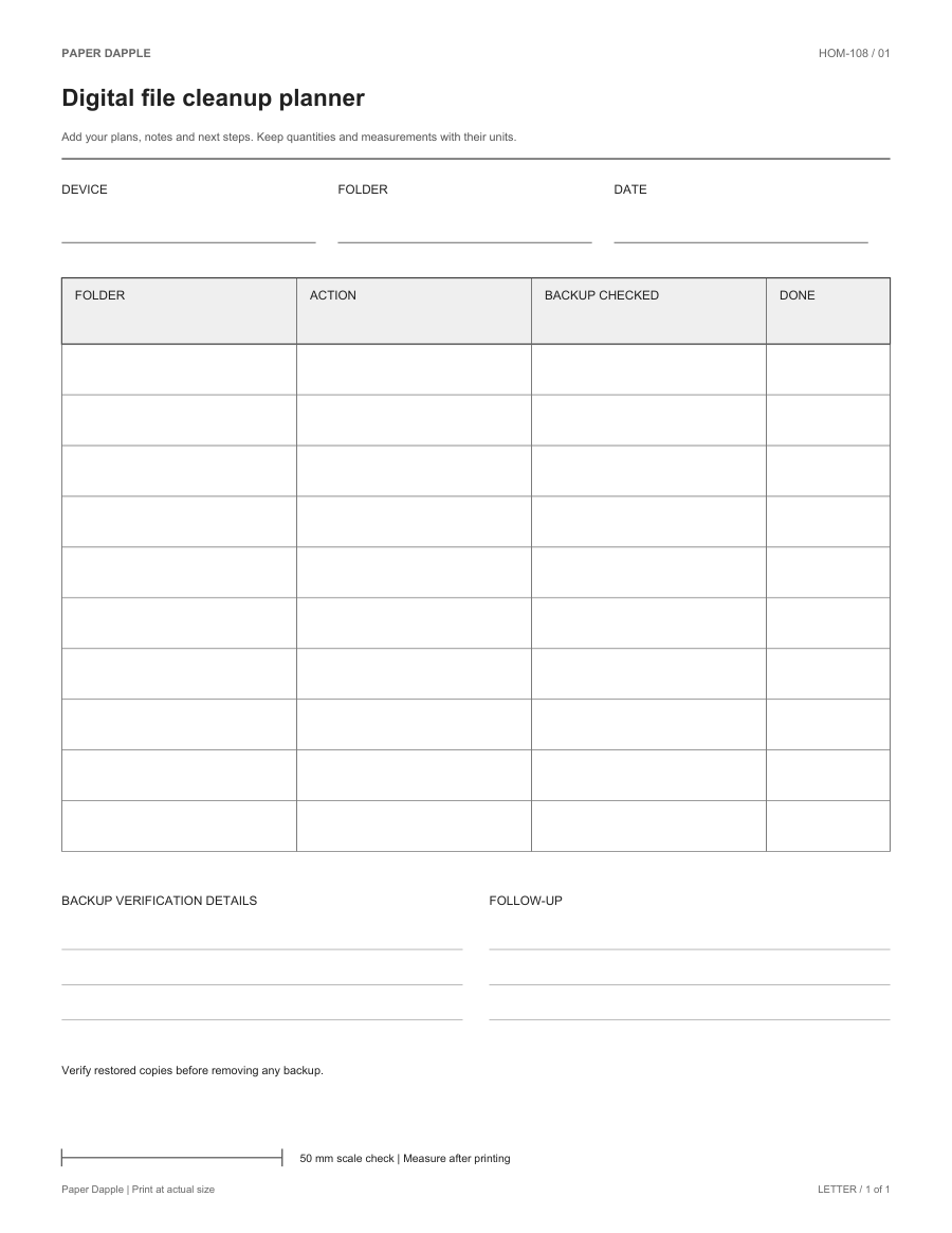 Preview of Digital file cleanup planner