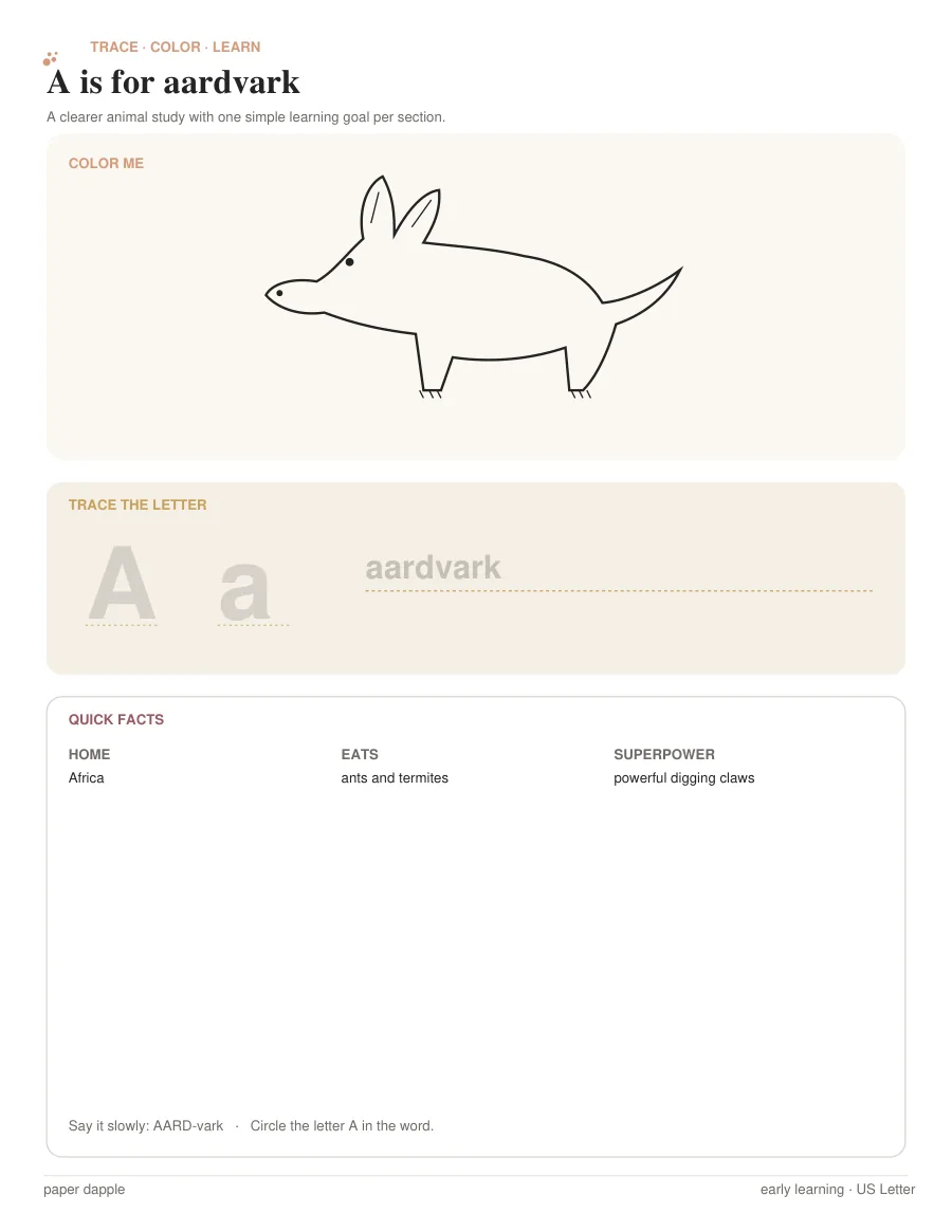 Preview of A is for aardvark
