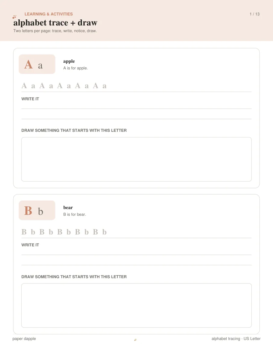Preview of Alphabet trace + draw