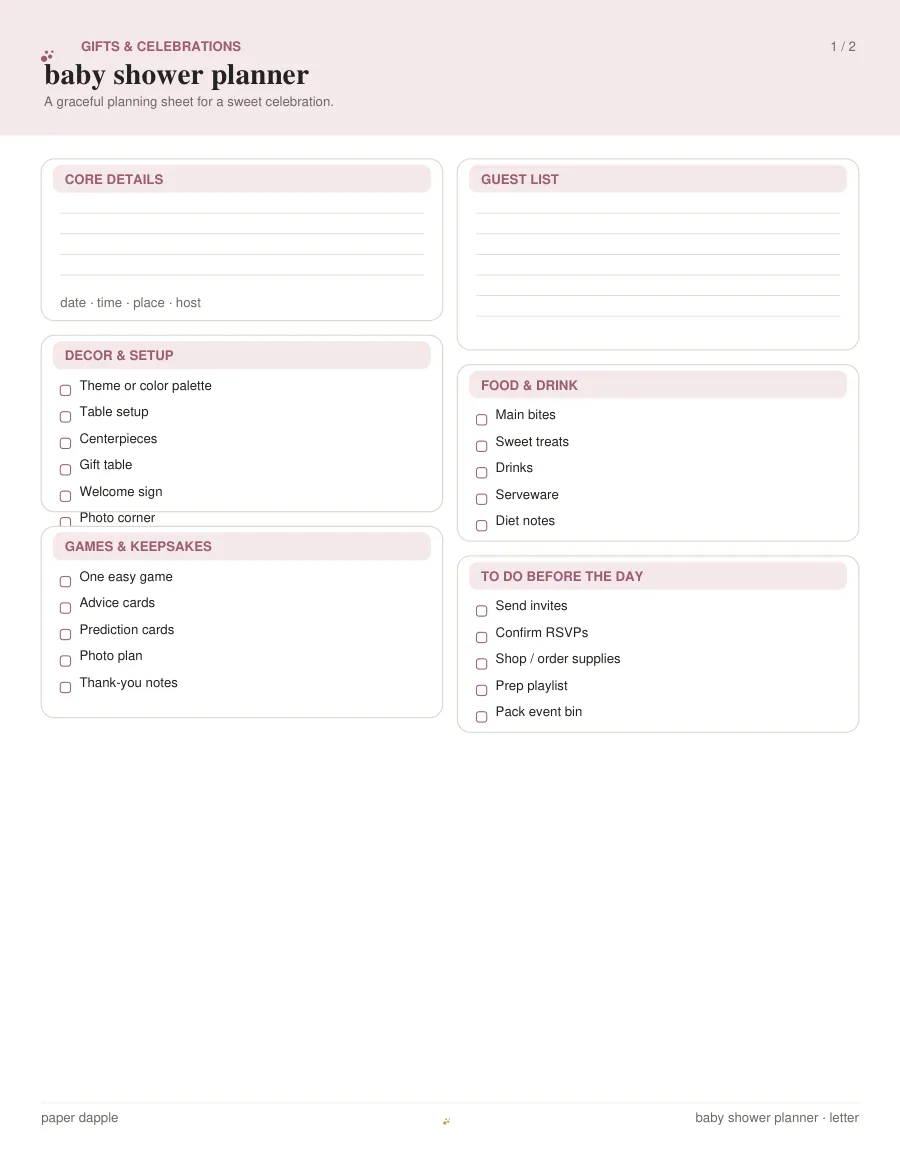 Preview of Baby Shower Planner