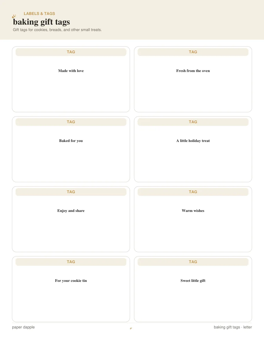 Preview of Baking Gift Tags