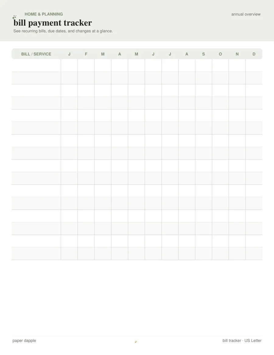 Preview of Bill payment tracker