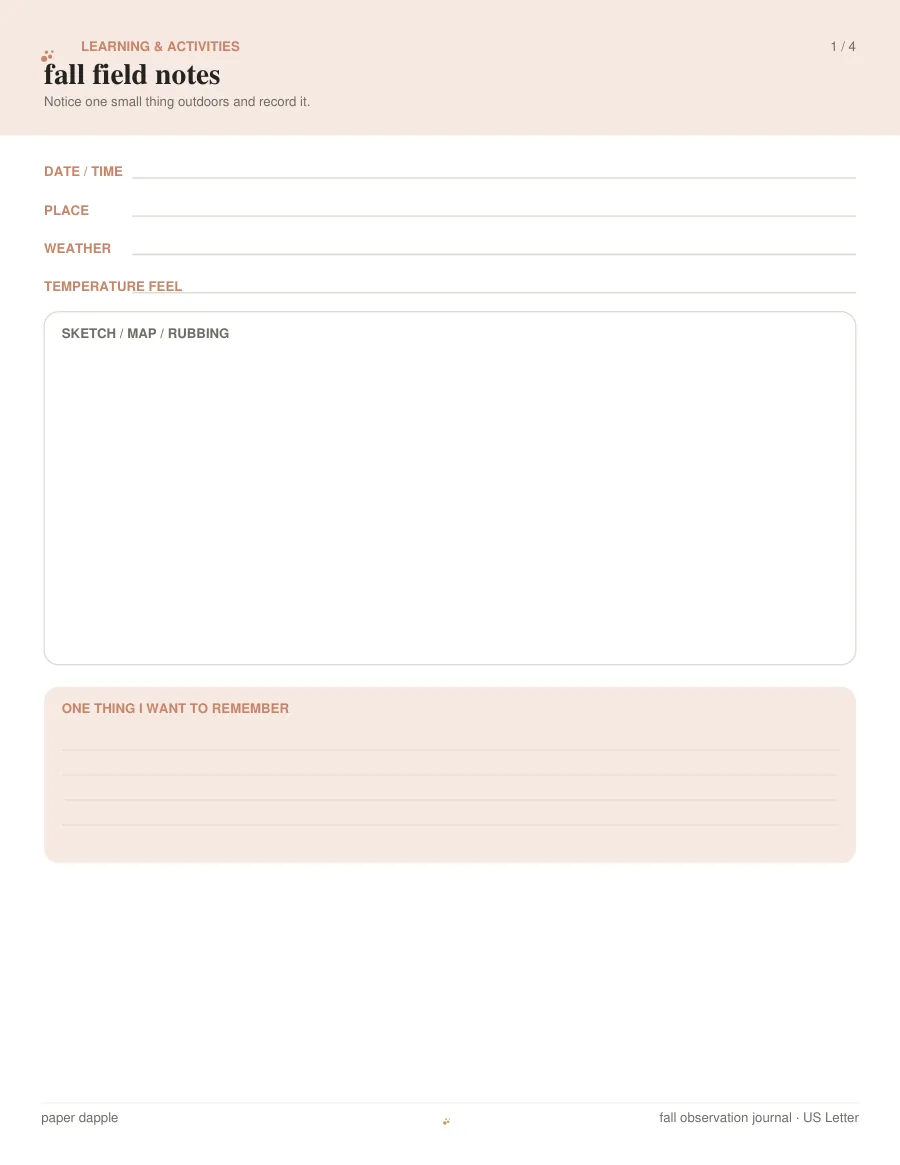 Preview of Fall observation journal