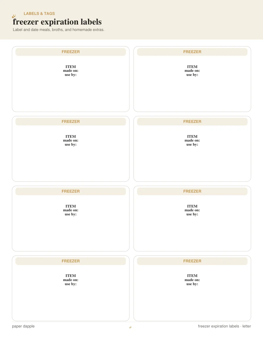 Preview of Freezer Expiration Labels