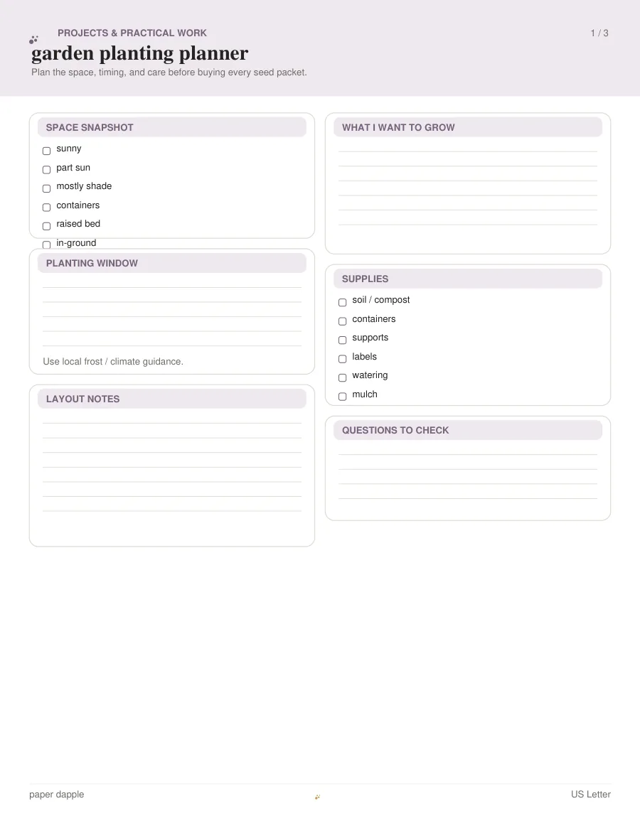 Preview of Garden planting planner