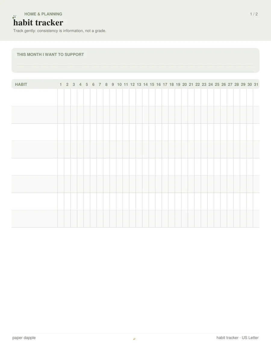 Preview of Habit tracker
