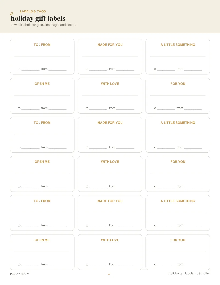 Preview of Holiday gift labels