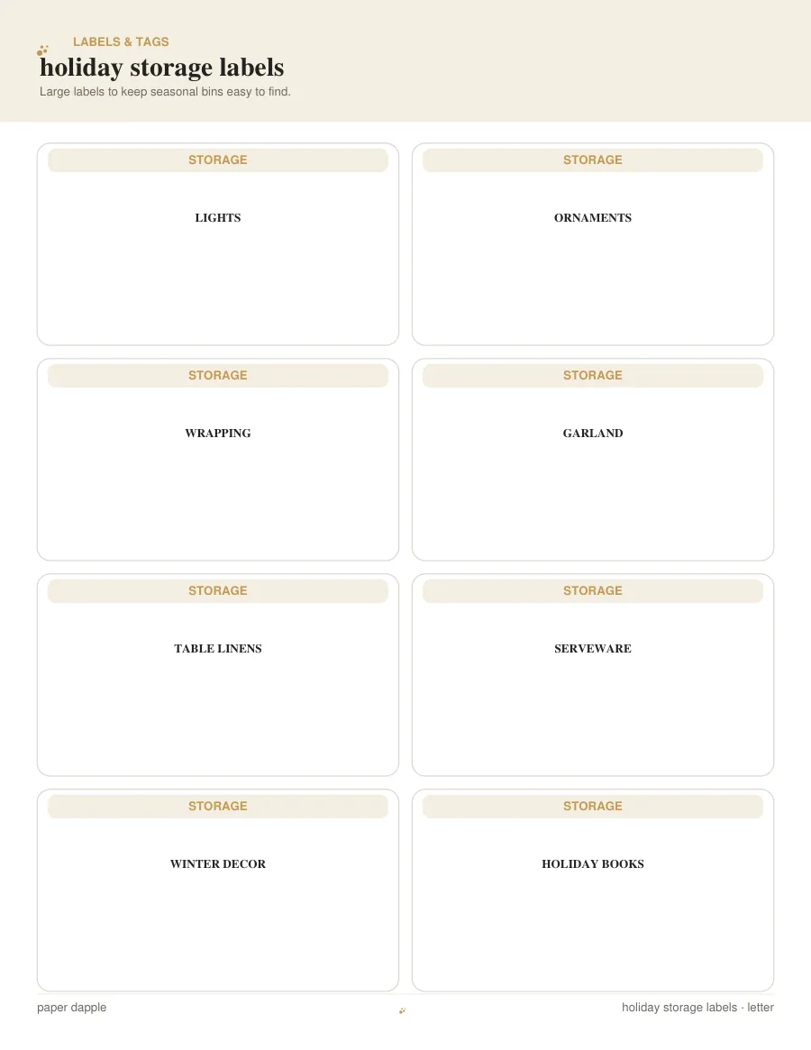 Preview of Holiday Storage Labels