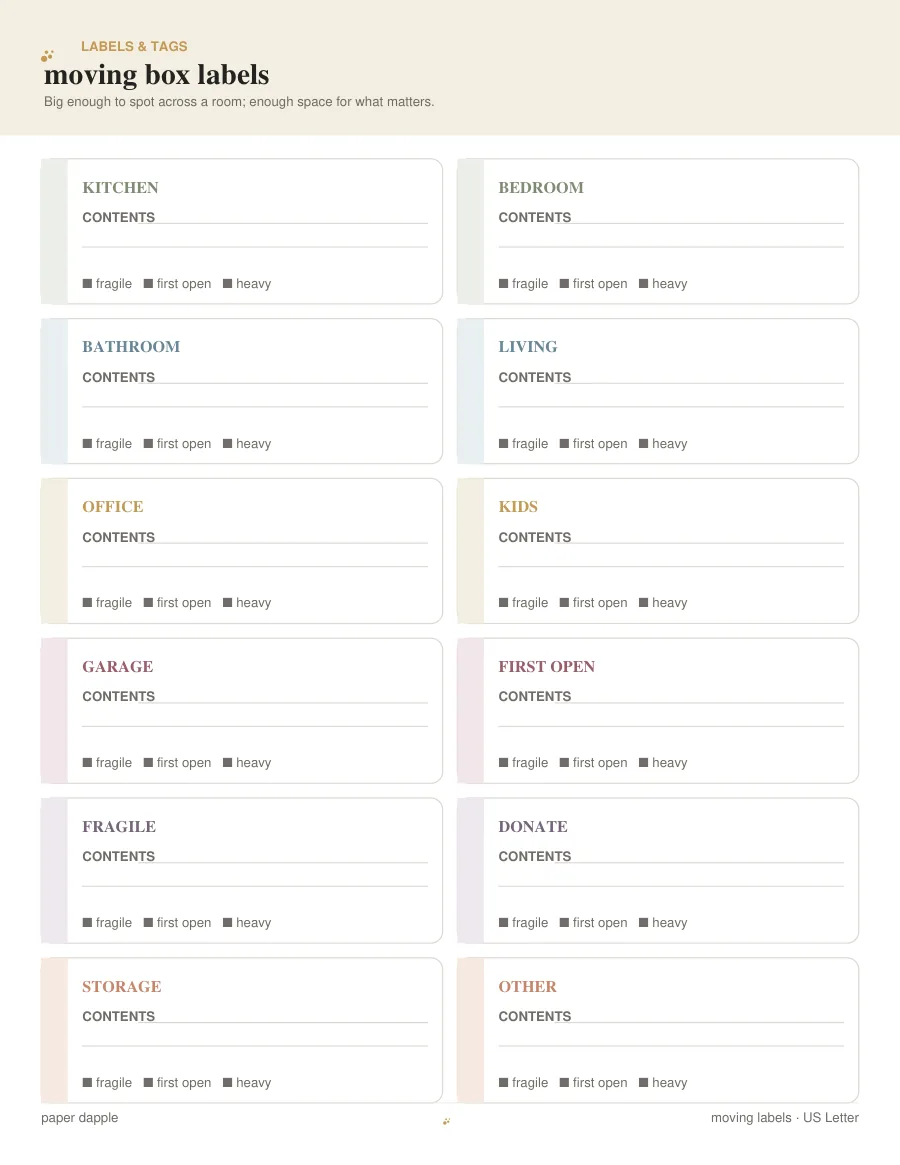 Preview of Moving box labels