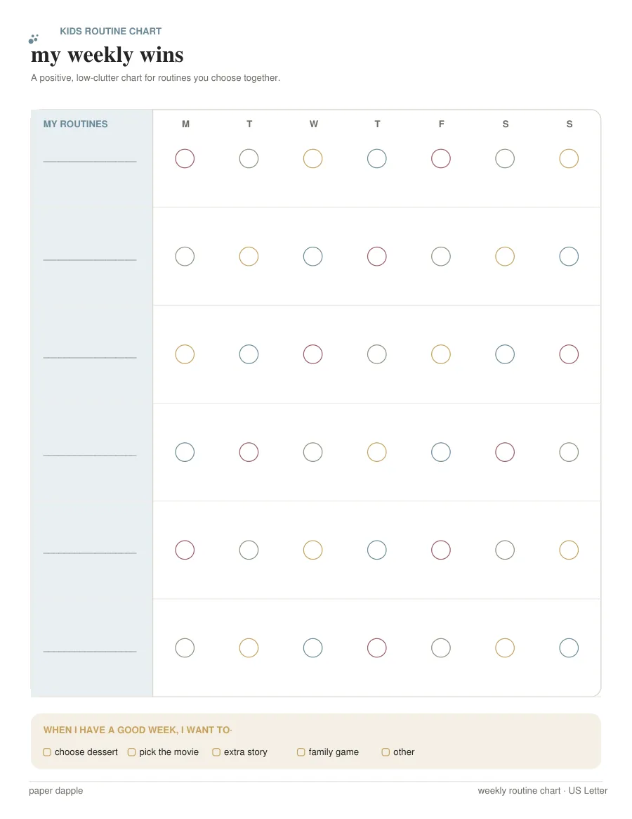 Preview of My Weekly Wins Chore Chart