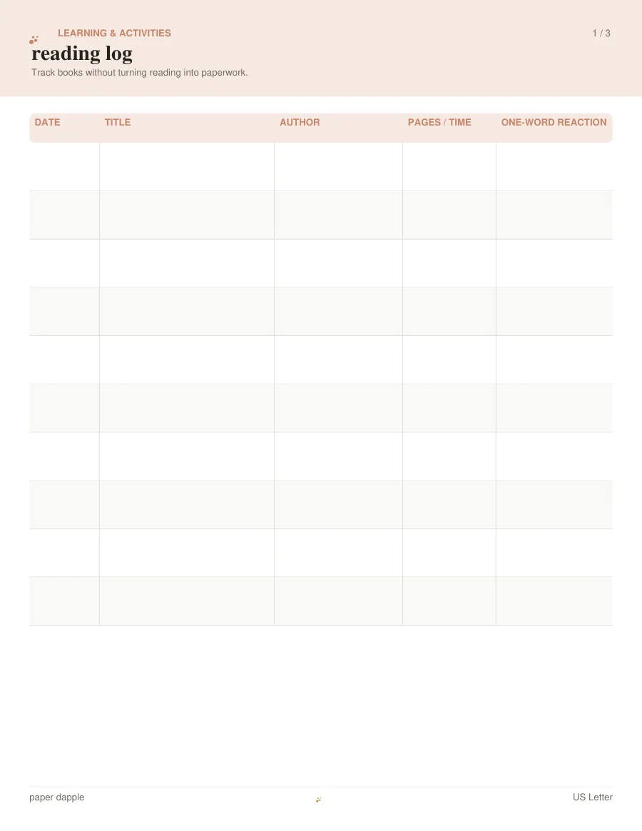Preview of Reading log + book review