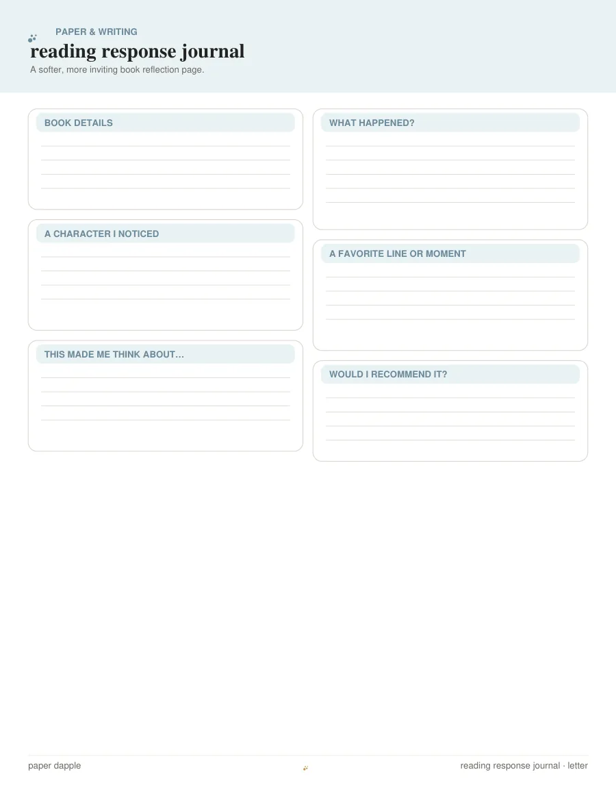 Preview of Reading Response Journal